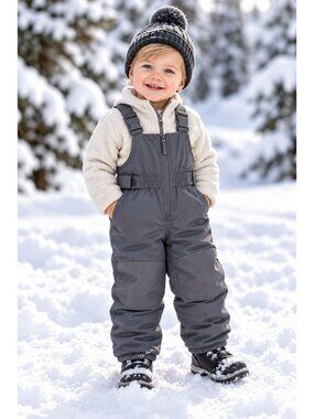 Cat & Jack size 2T kids Gray Snow Bibs Water-Resistant Reinforced Knees NEW